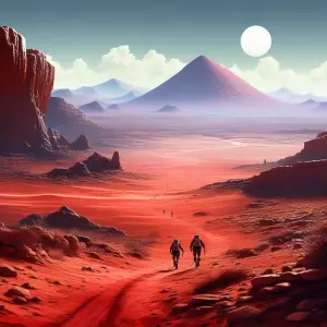 Marathon runners on the planet Mars