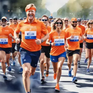 Dutch king Willem-Alexander and queen Máxima runing a marathon