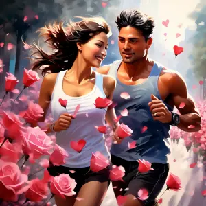 Runners sharing a romantic moment on Valentine's Day